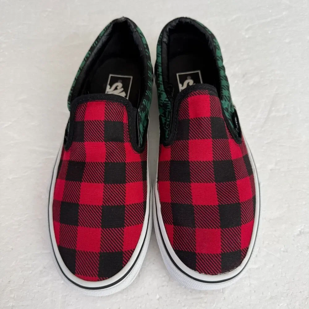 Size 7 - Vans Classic Buffalo Mix Red Green Blue Skate Shoes Women's - Picture 1 of 10